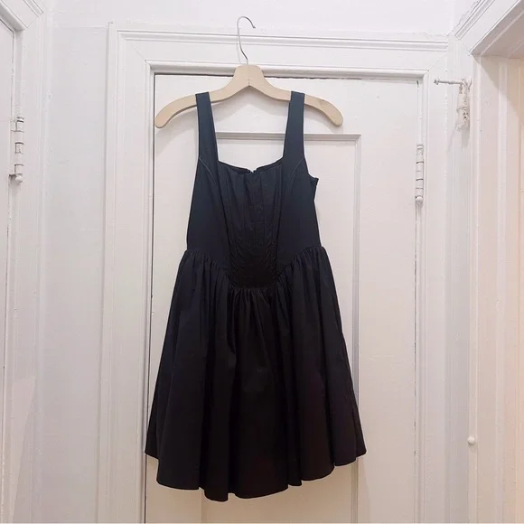 Reset Black Corset Sleeveless Square Neck Full Skirt Mini Dress Summer Evening - Picture 2 of 5